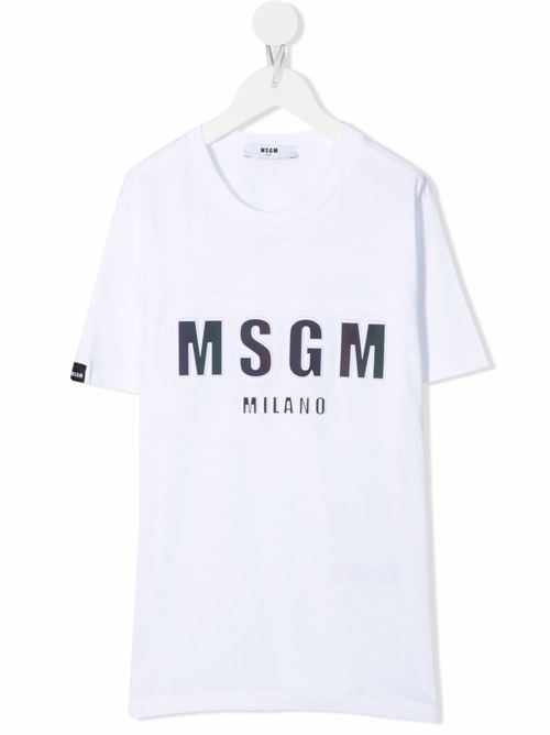 T-shirt bambina bainca con logo MSGM KIDS | MS027862001